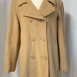 JASON KOLE Pea Coat Womens Sz LG 12-14 Wool Double Breasted Button Lined